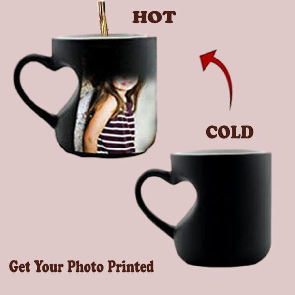 Personalized Heart Handle Magic Photo Mug – Heat Reveal Color Changing Cup